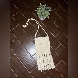 Accessories by Lindex Ivory Macrame crochet tasseled crossover
